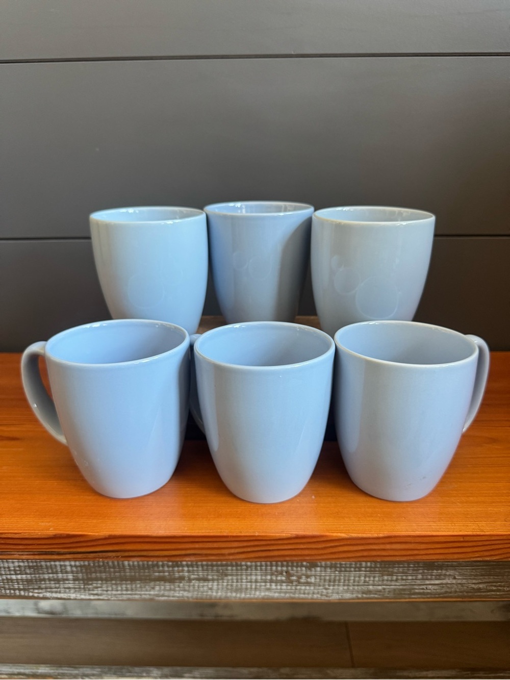 Vintage Corelle Coordinates Light Blue Stoneware Coffee Mugs Cups Set of 6